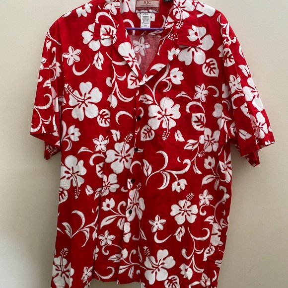 RJC Hibiscus Red Hawaiian Shirt 2XL - Picture 6 of 7